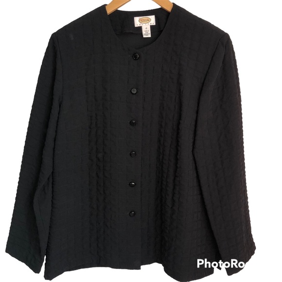 Talbots Jackets & Blazers - TALBOTS PETITE Black quilted blazer jacket button down cardigan jacket size 12 P
